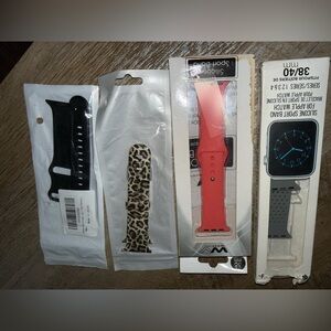 Silicone Sport Watch Band - Coral Pink, black leopard, tan & black leopard.